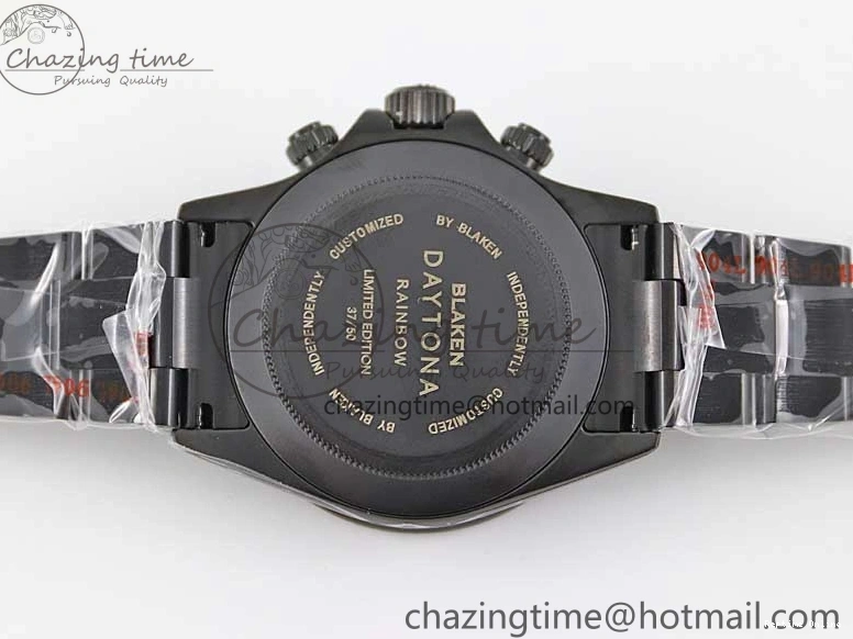0223 Daytona All Black PVD TWF Best Edition Purple Diamonds Bezel Black Dial on PVD Bracelet SA Lightweight 2446